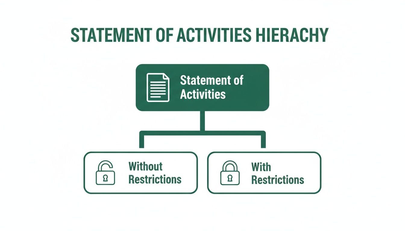 Hierarchy of Statement of Activities, categorized into Without Restrictions and With Restrictions.