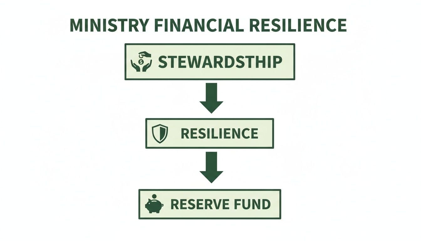 Flowchart illustrating the path from stewardship to financial resilience and a reserve fund.