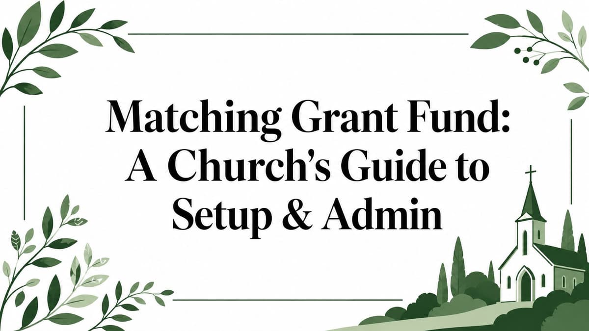 Matching Grant Fund: A Church's Guide to Setup & Admin